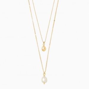 Stella & Dot Delicate Double Pearl Necklace